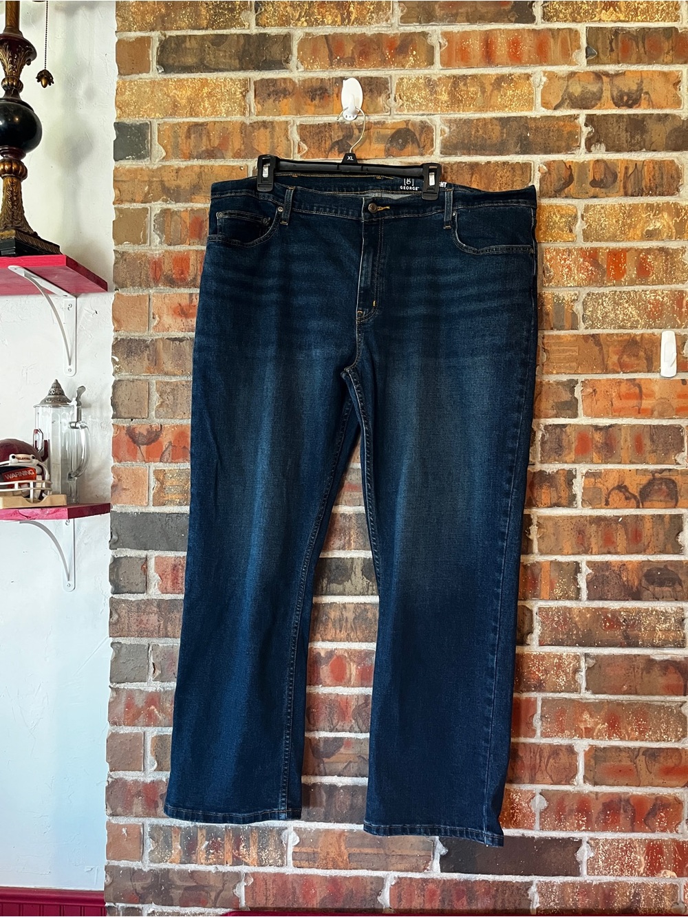 George Men’s Straight Leg Dark Wash Denim Jeans Size:42x30